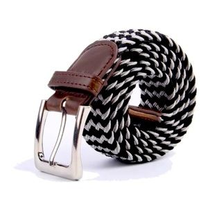 New Gelante unisex Canvas Elastic Fabric Woven Stetch Braided Belt L Bla…